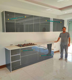 کابینت هایگلس روکش کره ای براق سفارشی 1 متر زمینی 1 متر دیواری کابینت مهدوی (صنایع چوبی راش rash1818.ir) 09120654394